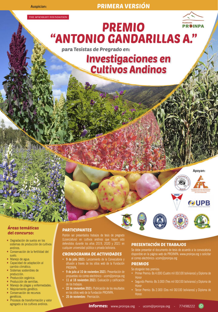 PREMIO “ANTONIO GANDARILLAS A.” para Tesistas de Pregrado en: Investigaciones en Cultivos Andinos